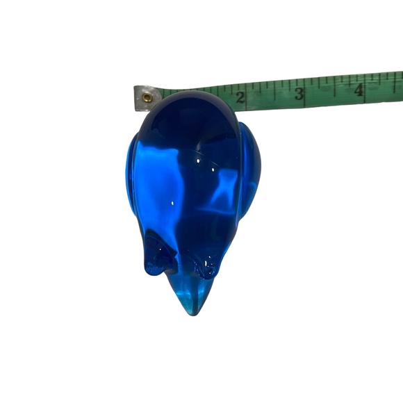 Collectible F.M. Konstglass Swedish Blue Hand Blown Glass Mouse Paperweight - Picture 6 of 7